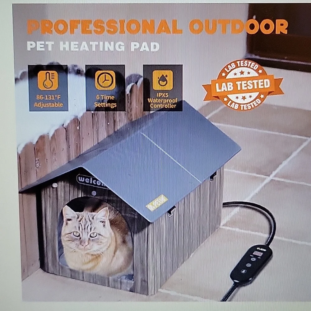 PETNF Pet heating house outdoor cat weatherproof insulate heat pad 20x13…New